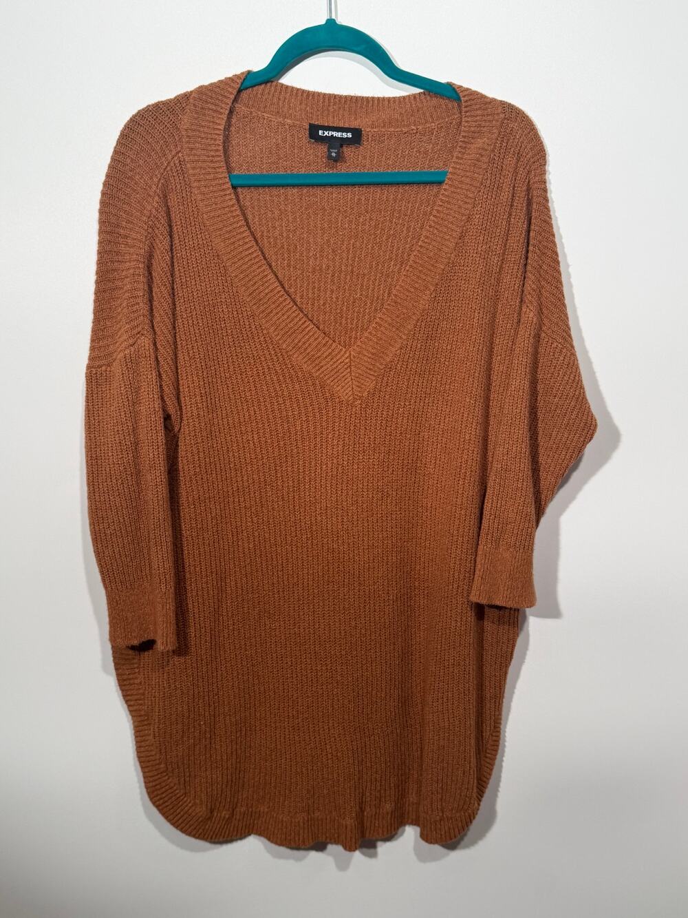 Express Women's XL Oversized V-Neck Shaker Knit Sweater